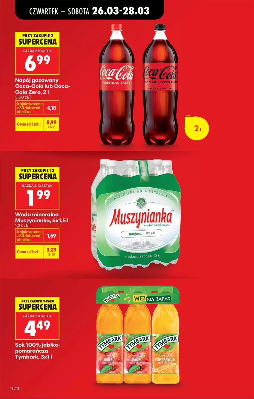 Gazetka promocyjna Biedronka - Od Czwartku - ważna 26.03 do 01.04.2026 - strona 16 - produkty: Coca-Cola, Mus, Muszynianka, Napój, Napój gazowany, Sok, Tymbark, Woda, Woda mineralna