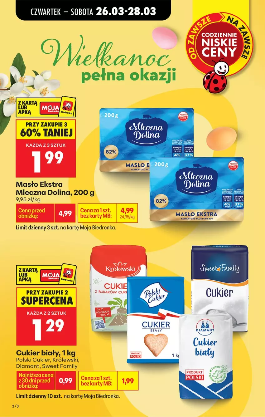 Gazetka promocyjna Biedronka - Od Czwartku - ważna 26.03 do 01.04.2026 - strona 2 - produkty: Cukier, Diamant, Fa, Królewski, Masło