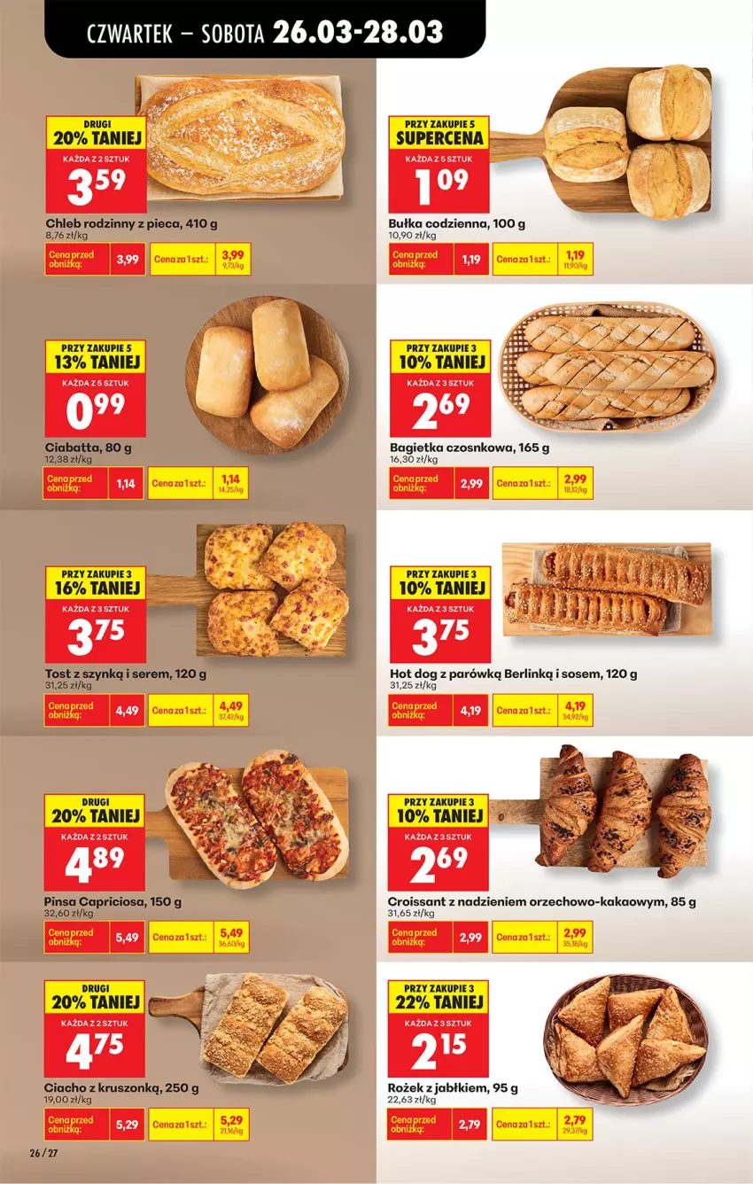 Gazetka promocyjna Biedronka - Od Czwartku - ważna 26.03 do 01.04.2026 - strona 32 - produkty: Bagietka, Bagietka czosnkowa, Bułka, Chleb, Ciabatta, Croissant, Hot dog, Kakao, LG, Piec, Ser, Sos