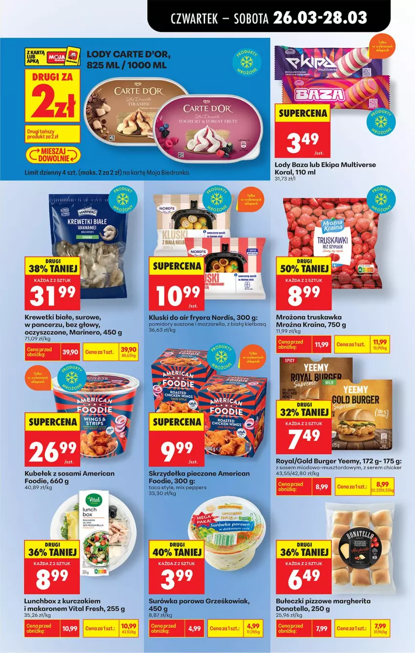 Gazetka promocyjna Biedronka - Od Czwartku - ważna 26.03 do 01.04.2026 - strona 49 - produkty: Bułeczki, Burger, Fa, Krewetki, Kurczak, Lody, Lunch box, Makaron, Mus, Ser, Sos