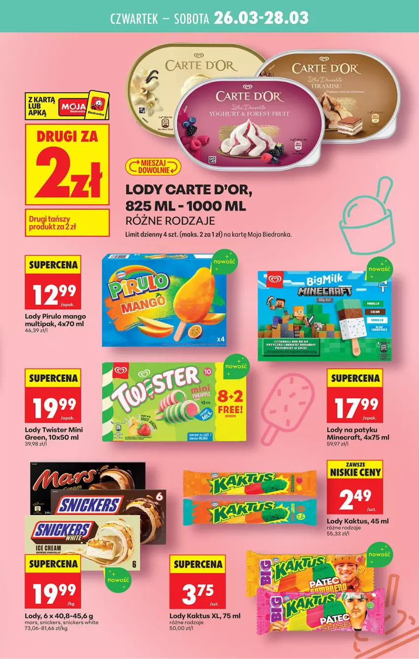 Gazetka promocyjna Biedronka - Od Czwartku - ważna 26.03 do 01.04.2026 - strona 51 - produkty: Kaktus, Lody, Mango, Mars, Minecraft, Snickers