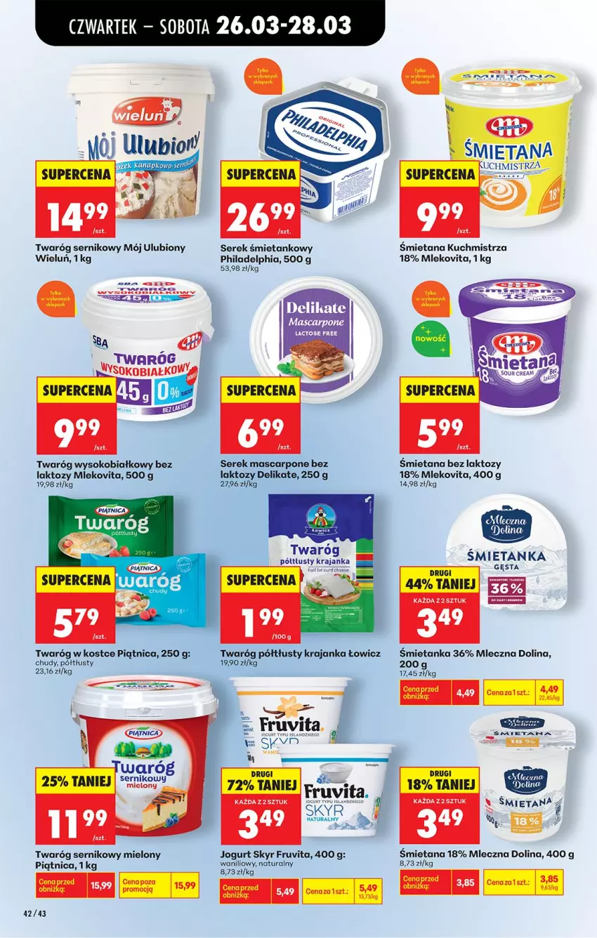 Gazetka promocyjna Biedronka - Od Czwartku - ważna 26.03 do 01.04.2026 - strona 54 - produkty: Isla, Jogurt, Mascarpone, Mleko, Mlekovita, Philadelphia, Piątnica, Ser, Serek, Sok, Twaróg, Twaróg półtłusty