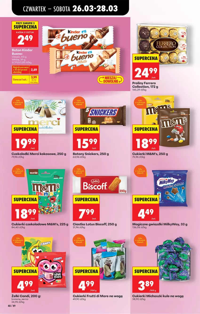 Gazetka promocyjna Biedronka - Od Czwartku - ważna 26.03 do 01.04.2026 - strona 60 - produkty: Baton, Ciastka, Cukier, Cukierki, Cukierki czekoladowe, Ferrero, Kokos, Merci, Praliny, Snickers