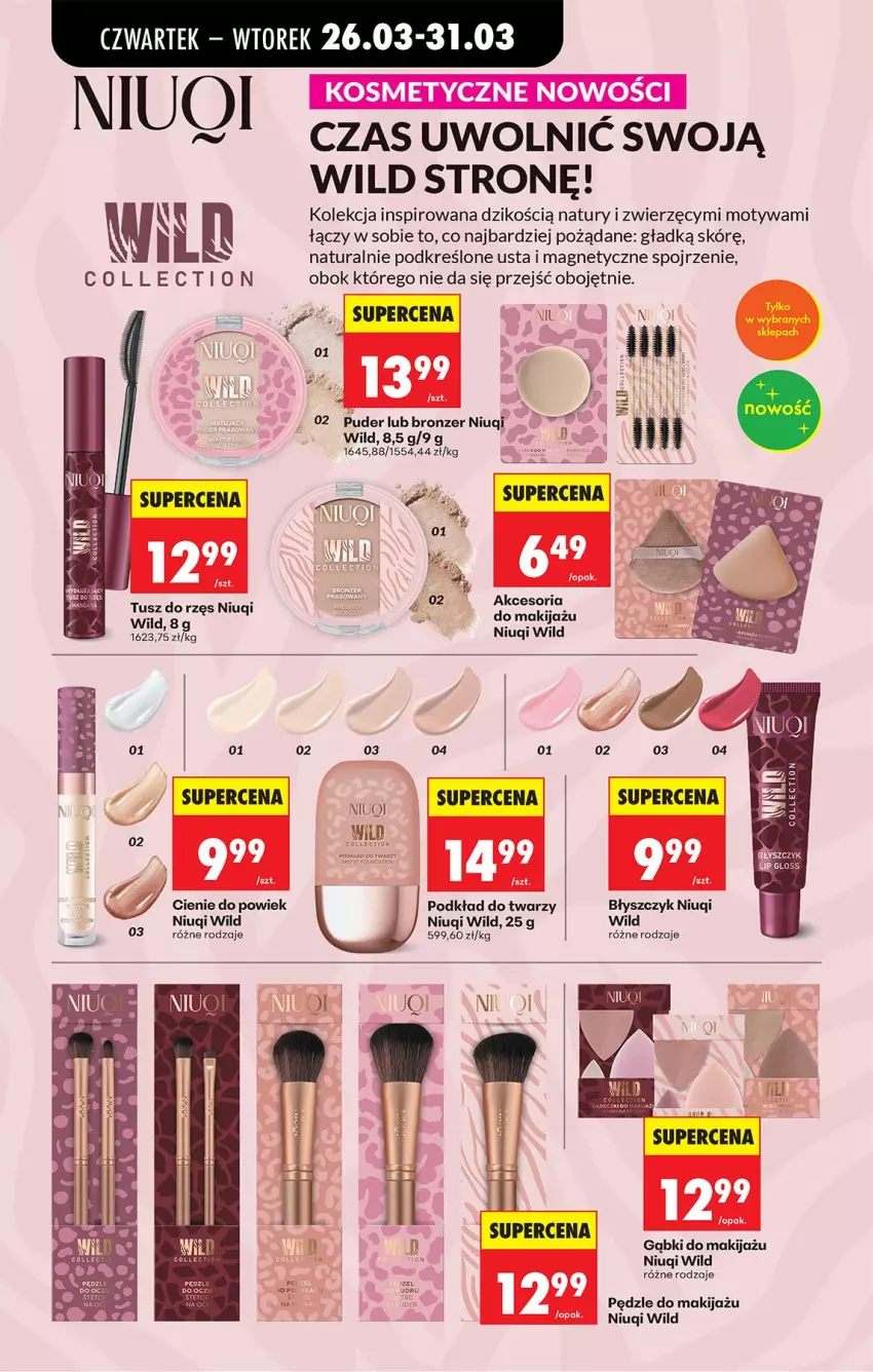 Gazetka promocyjna Biedronka - Od Czwartku - ważna 26.03 do 01.04.2026 - strona 72 - produkty: AEG, Bronzer, Makijaż, Niuqi, Podkład, Podkład do twarzy, Puder, Tusz