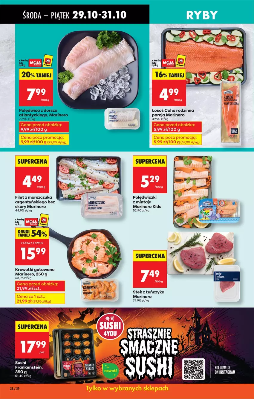 Gazetka promocyjna Biedronka - Od Środy - ważna 29.10 do 30.10.2025 - strona 36 - produkty: Fa, Krewetki, Mintaj, Por, Stek, Sushi, Tuńczyk