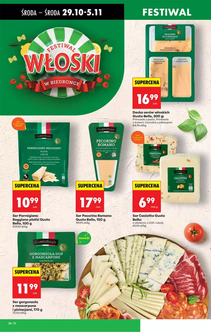 Gazetka promocyjna Biedronka - Od Środy - ważna 29.10 do 30.10.2025 - strona 38 - produkty: Bell, Caciotta, Deska serów, Fa, Gorgonzola, Mascarpone, Optima, Pecorino, Pesto, Ser