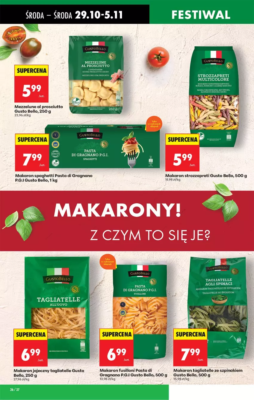 Gazetka promocyjna Biedronka - Od Środy - ważna 29.10 do 30.10.2025 - strona 44 - produkty: Bell, Gra, Makaron, Prosciutto, Spaghetti, Szpinak, Tagliatelle