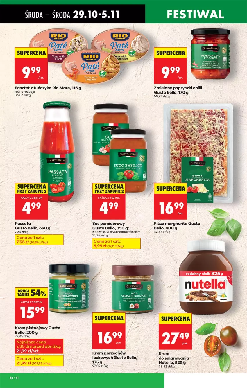 Gazetka promocyjna Biedronka - Od Środy - ważna 29.10 do 30.10.2025 - strona 48 - produkty: Bazyl, Bell, Krem pistacjowy, LG, Nutella, Pasztet, Pizza, Pizza margherita, Rio Mare, Sos, Sos pomidorowy, Tuńczyk