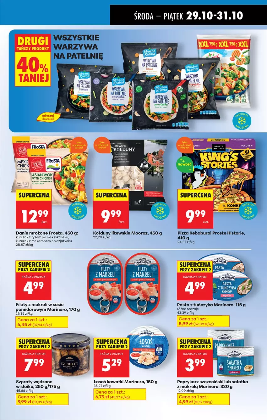 Gazetka promocyjna Biedronka - Od Środy - ważna 29.10 do 30.10.2025 - strona 55 - produkty: Frosta, Kawa, Kebab, Kurczak, Makaron, Makrelą, Papryka, Paprykarz, Paprykarz szczeciński, Pizza, Ryż, Sałat, Sałatka, Sos, Szprot, Tuńczyk, Warzywa