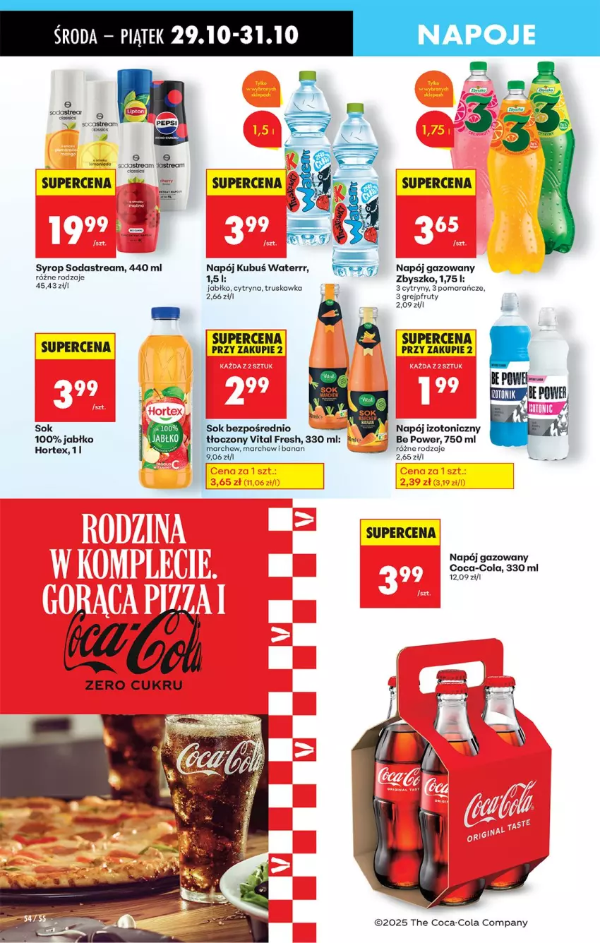 Gazetka promocyjna Biedronka - Od Środy - ważna 29.10 do 30.10.2025 - strona 68 - produkty: Coca-Cola, Cytryny, Grejpfrut, Hortex, Kubuś, Kubuś Waterrr, Napój, Napój gazowany, Napój izotoniczny, Napoje, Pomarańcze, Sok, Syrop