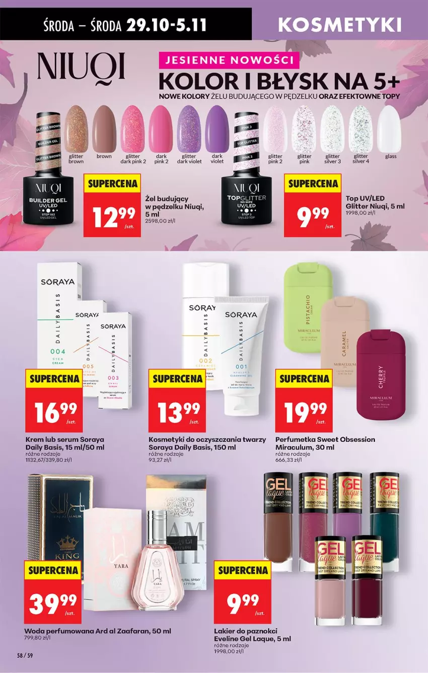 Gazetka promocyjna Biedronka - Od Środy - ważna 29.10 do 30.10.2025 - strona 72 - produkty: Eveline, Fa, K2, Lakier, Lakier do paznokci, Niuqi, Perfum, Rum, Ser, Serum, SESSIO, Top, Woda, Woda perfumowana
