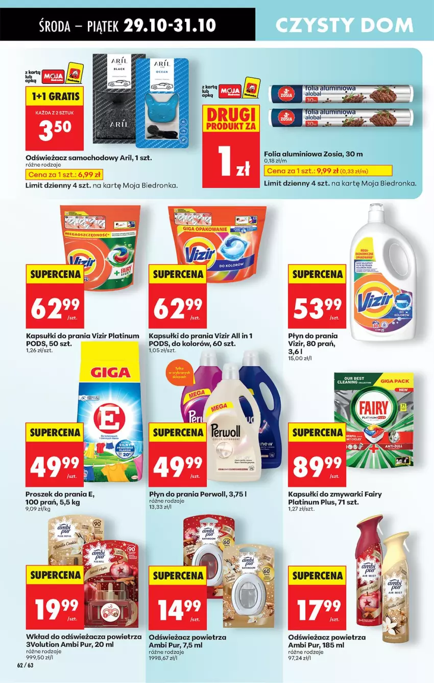 Gazetka promocyjna Biedronka - Od Środy - ważna 29.10 do 30.10.2025 - strona 78 - produkty: Ambi Pur, Fa, Fairy, Folia aluminiowa, Kapsułki do prania, Odświeżacz powietrza, Perwoll, Płyn do prania, Proszek do prania, Pur, Vizir, Zmywarki