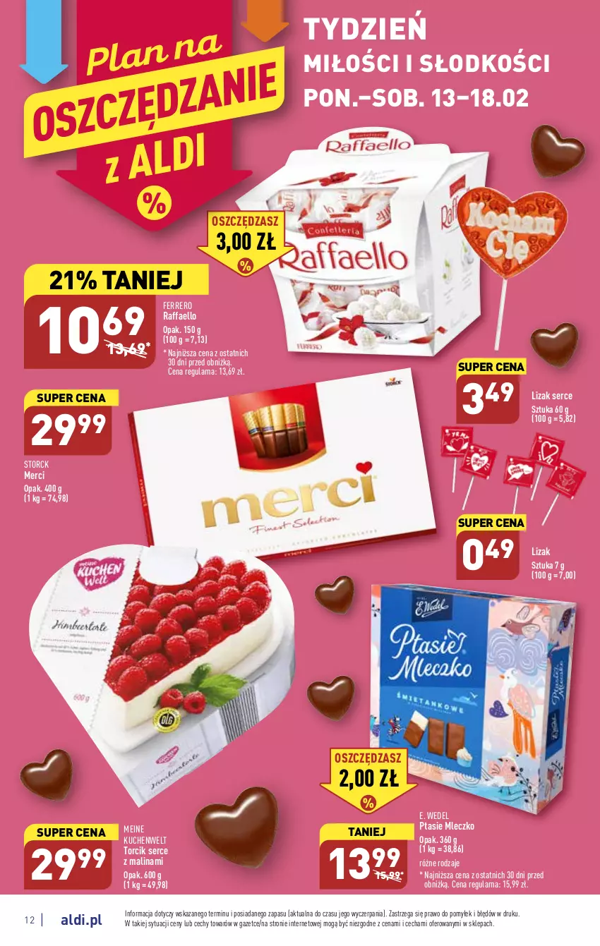 Gazetka promocyjna Aldi - Pełny katalog - ważna 13.02 do 18.02.2023 - strona 12 - produkty: E. Wedel, Fa, Ferrero, Merci, Mleczko, Ptasie mleczko, Raffaello, Ser