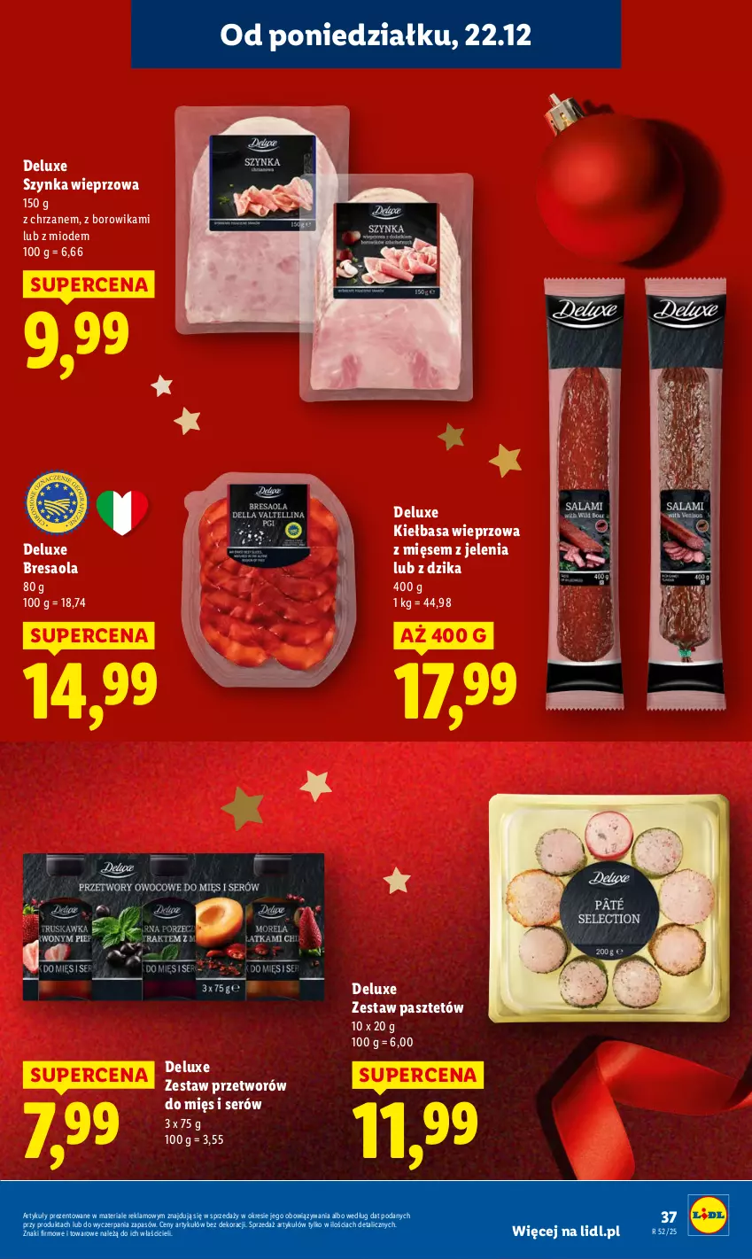 Gazetka promocyjna Lidl - GAZETKA - ważna 22.12 do 23.12.2025 - strona 39 - produkty: Bresaola, Chrzan, Kiełbasa, Pasztet, Ser, Szynka, Szynka wieprzowa