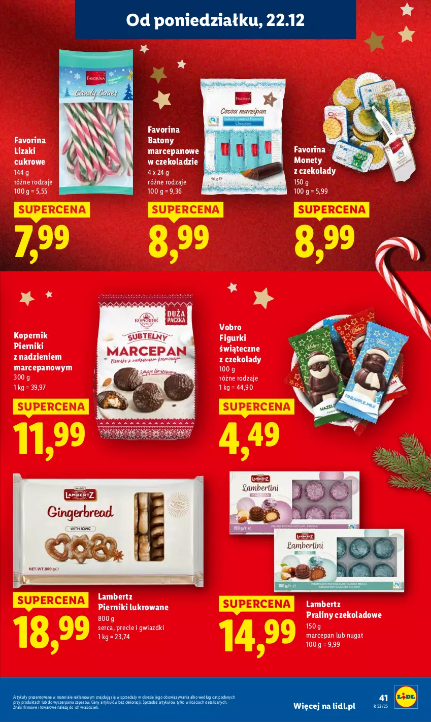 Gazetka promocyjna Lidl - GAZETKA - ważna 22.12 do 23.12.2025 - strona 43 - produkty: Baton, Fa, Lizaki, Piernik, Praliny, Precle, Ser