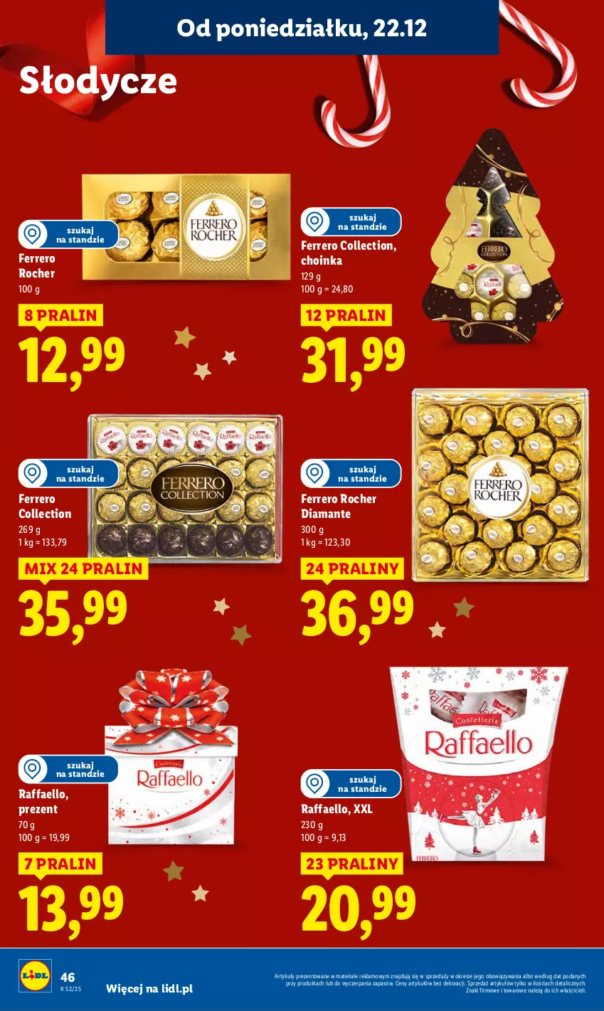 Gazetka promocyjna Lidl - GAZETKA - ważna 22.12 do 23.12.2025 - strona 48 - produkty: Choinka, Diamant, Fa, Ferrero, Ferrero Rocher, Inka, Praliny, Raffaello