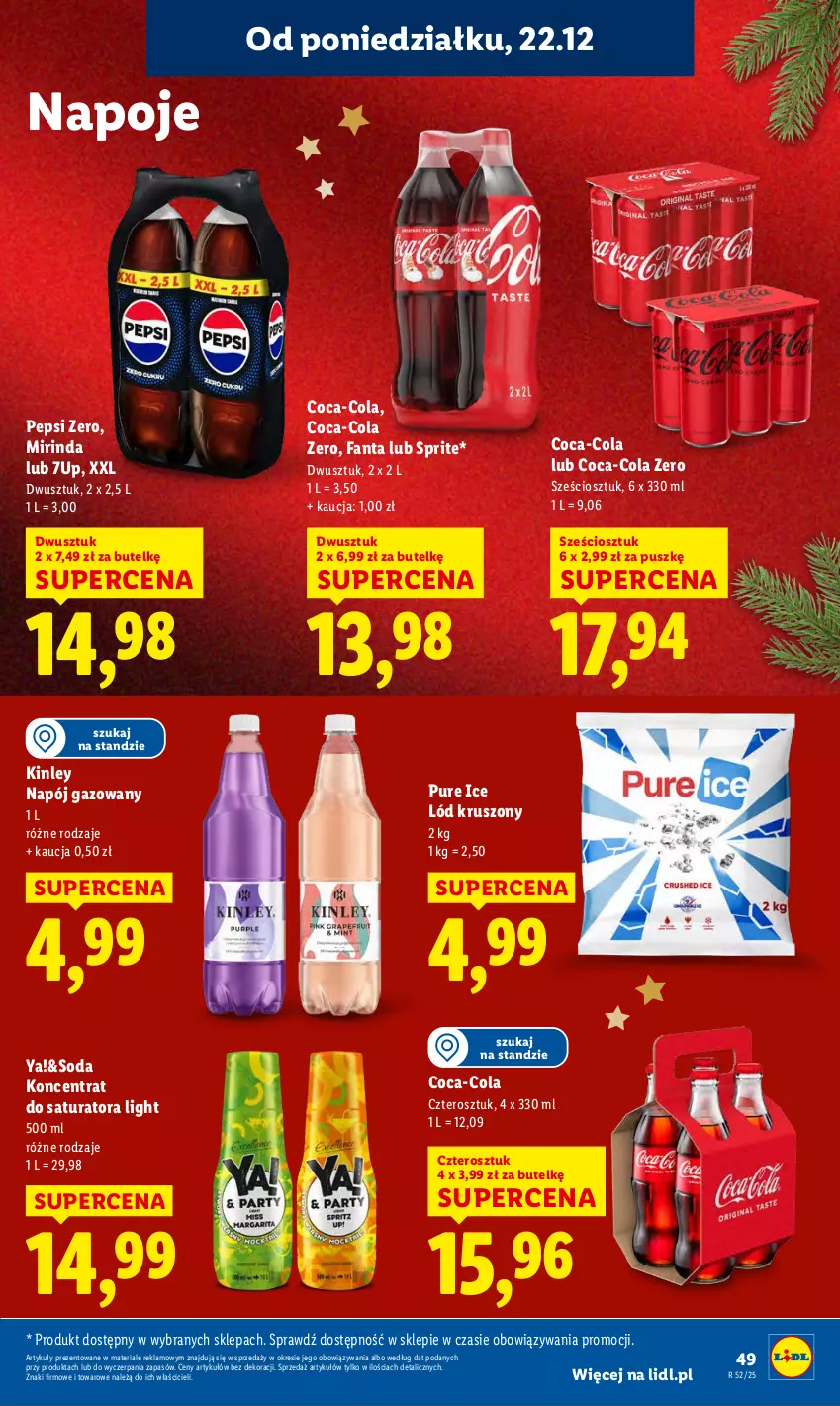 Gazetka promocyjna Lidl - GAZETKA - ważna 22.12 do 23.12.2025 - strona 51 - produkty: 7up, Coca-Cola, Fa, Fanta, Mirinda, Napój, Napój gazowany, Napoje, Pepsi, Pur, Sprite