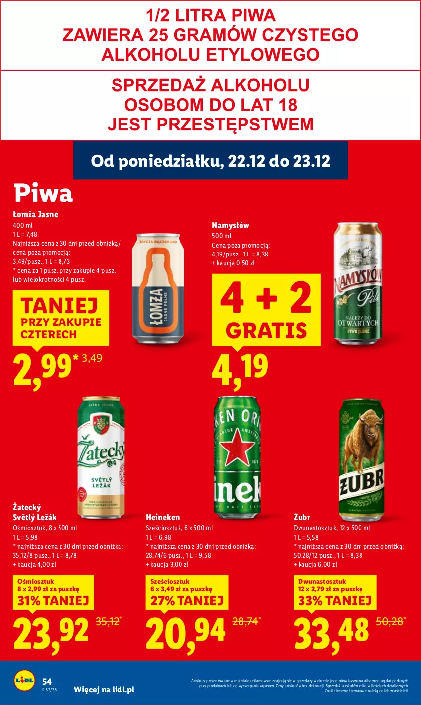 Gazetka promocyjna Lidl - GAZETKA - ważna 22.12 do 23.12.2025 - strona 56 - produkty: Gra, Heineken, Namysłów, Piwa