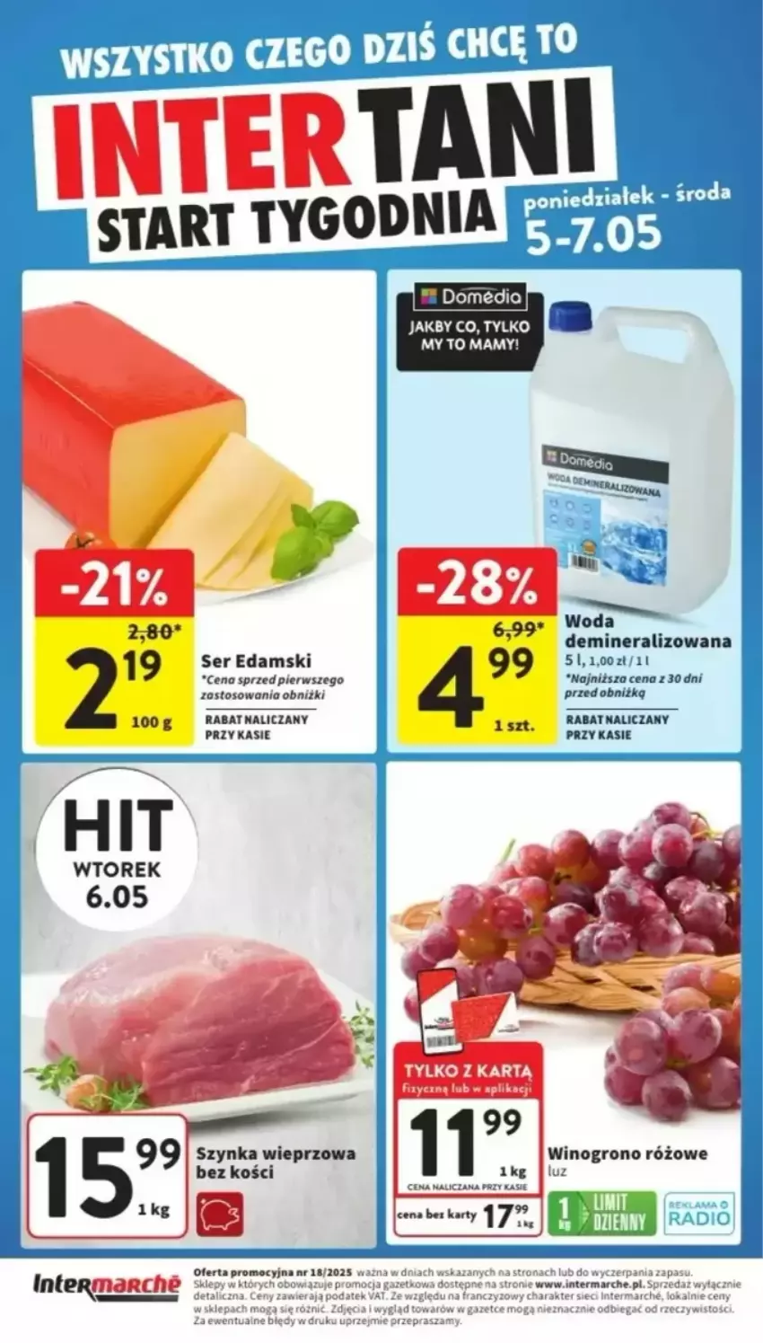 Gazetka promocyjna Intermarche - ważna 05.05 do 07.05.2025 - strona 1 - produkty: Edam, Fa, Por, Ser, Szynka, Szynka wieprzowa, Wino