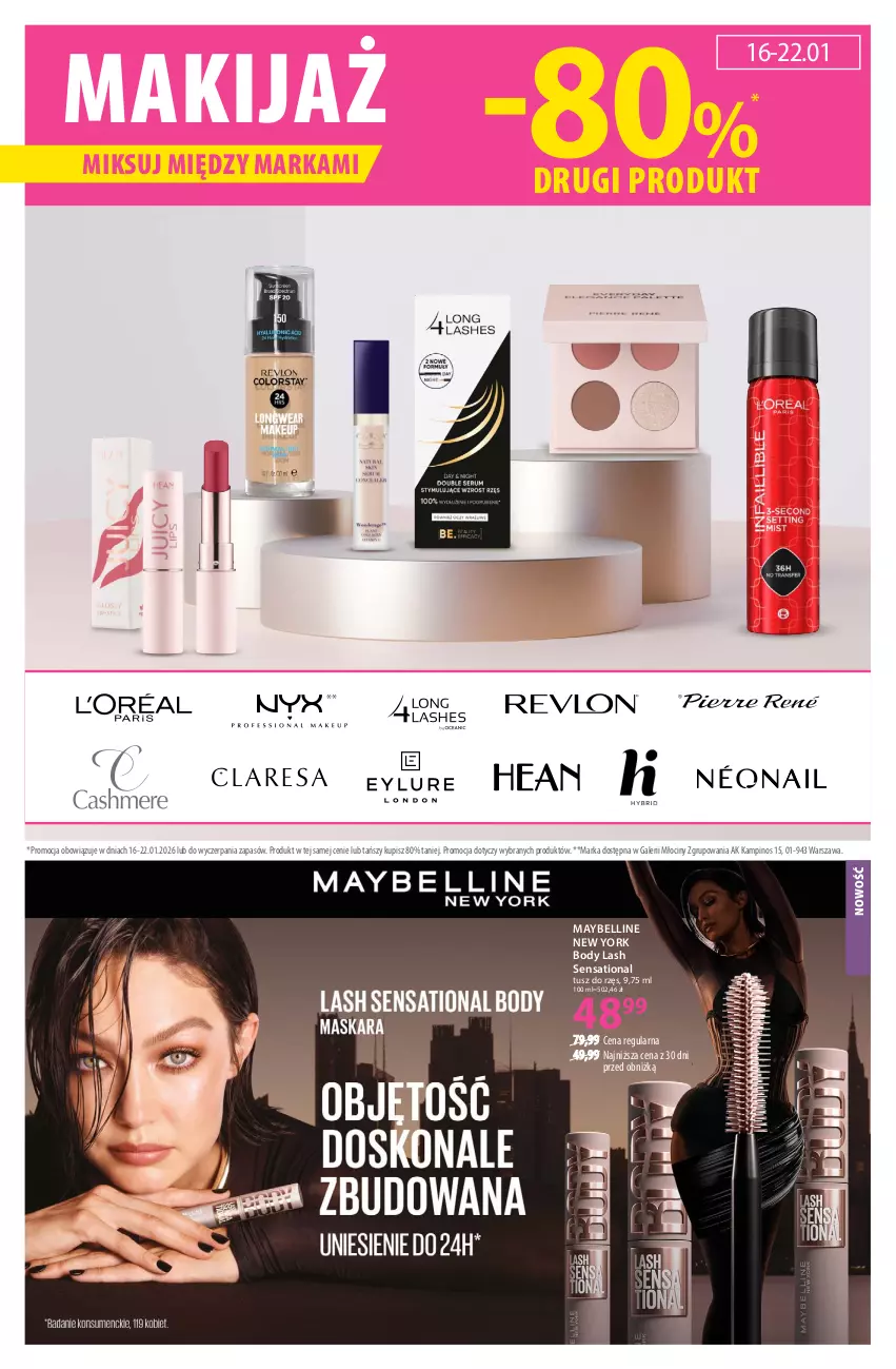 Gazetka promocyjna Hebe - Gazetka - ważna 16.01 do 30.01.2026 - strona 7 - produkty: Bell, Body, Makijaż, Maybelline, Sati, Tusz