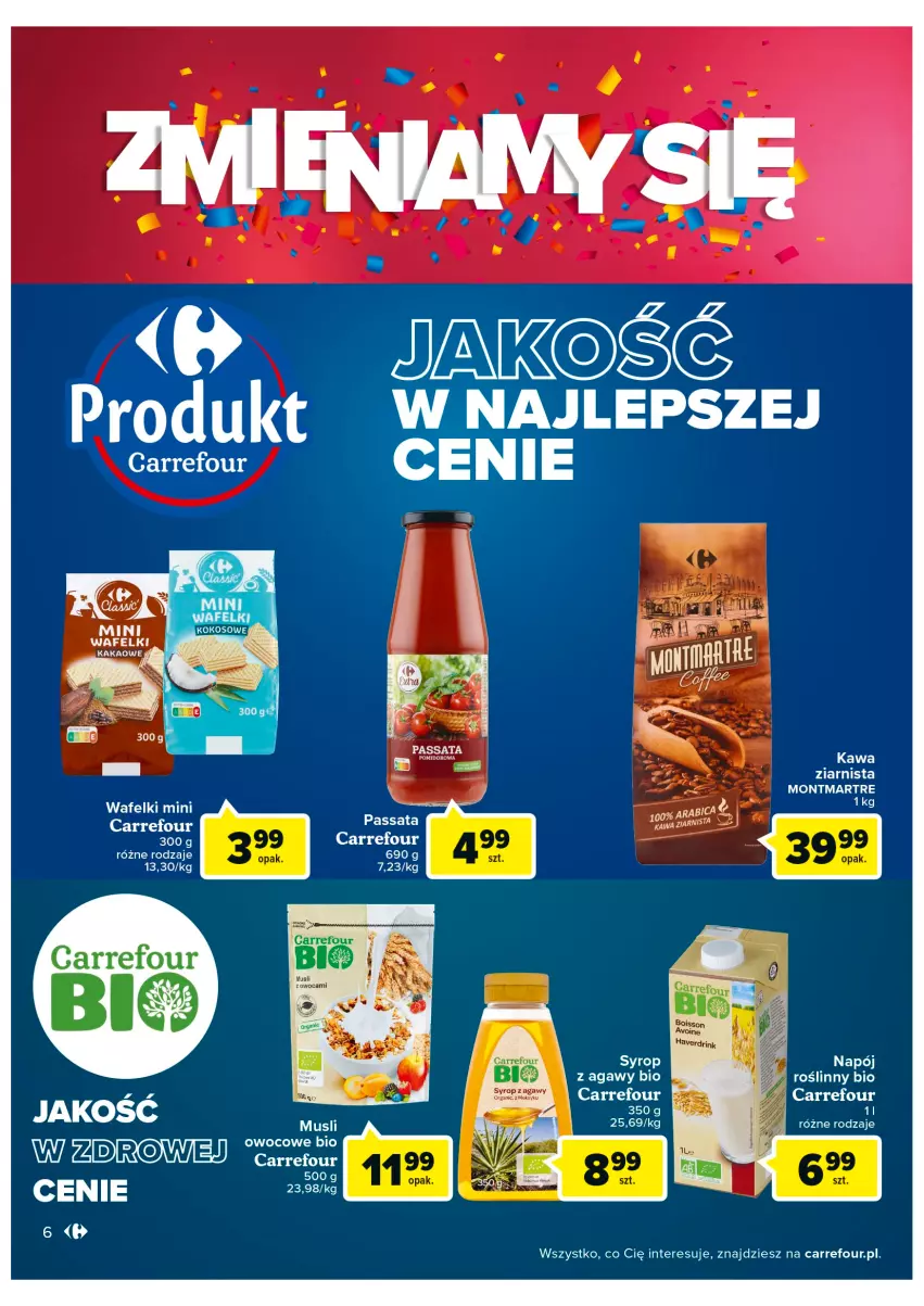 Gazetka promocyjna Carrefour - Gazetka Zmieniamy się Carrefour Kalisz - ważna 24.08 do 29.08.2022 - strona 6 - produkty: Kawa, Montmartre, Mus, Napój