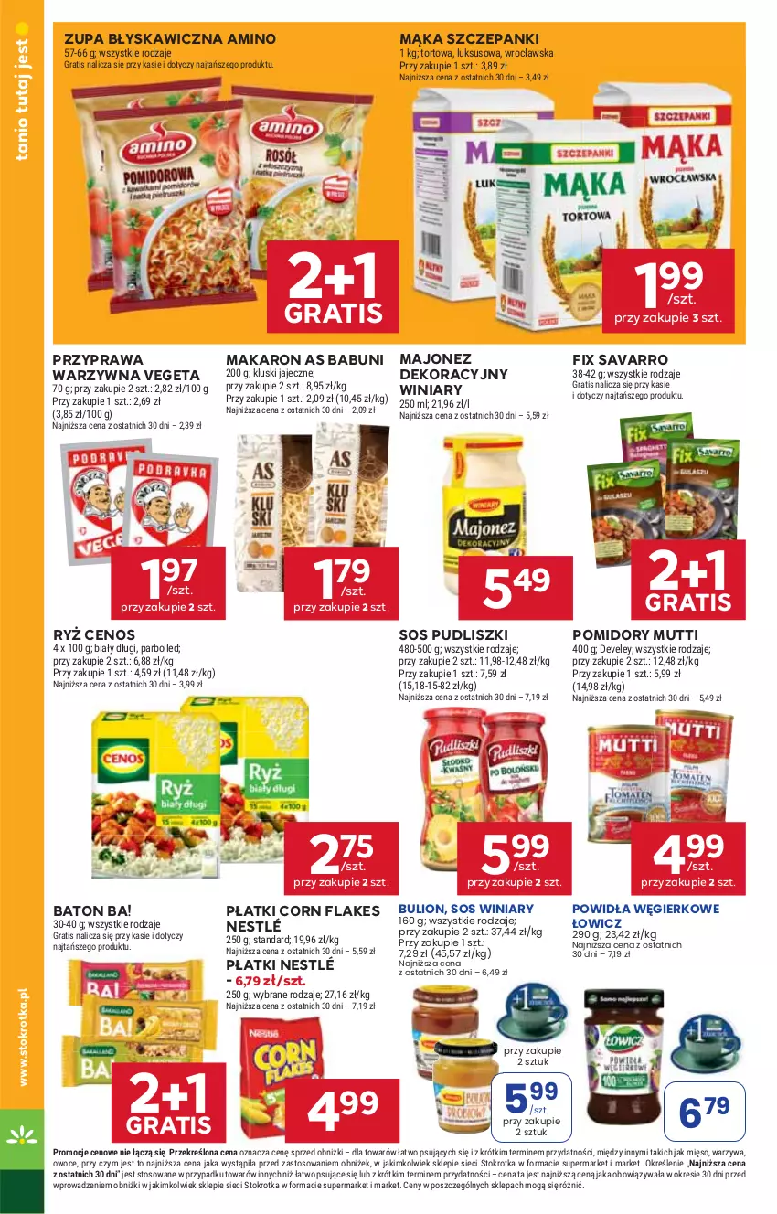 Gazetka promocyjna Stokrotka - Market - ważna 10.07 do 16.07.2025 - strona 10 - produkty: Ba!, Babuni, Baton, Cenos, Corn flakes, Gra, Majonez, Mąka, Makaron, Mięso, Nestlé, Owoce, Pomidory, Pudliszki, Ryż, Savarro, Sos, Vegeta, Warzywa, Winiary, Zupa