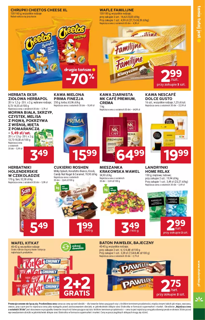 Gazetka promocyjna Stokrotka - Market - ważna 10.07 do 16.07.2025 - strona 11 - produkty: Baton, Candy, Cheetos, Chrupki, Cukier, Cukierki, Dolce Gusto, Fa, Gra, Herbapol, Herbata, Herbatniki, Kawa, Kawa mielona, Kawa ziarnista, Mięso, Mięta, Nescafé, Owoce, Prima, Stek, Torba, Wafle, Warzywa, Wawel