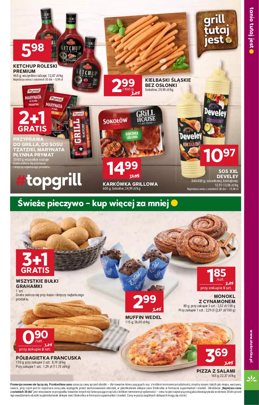 Gazetka promocyjna Stokrotka - Market - ważna 10.07 do 16.07.2025 - strona 5 - produkty: Bagietka, Gra, Grill, Ketchup, Kiełbaski śląskie, Mięso, Owoce, Piec, Pieczywo, Pizza, Półbagietka, Prymat, Salami, Sok, Sokołów, Sos, Warzywa