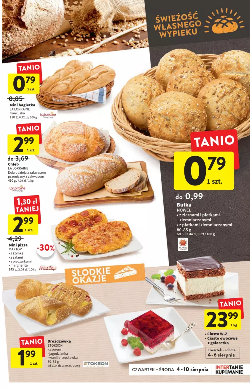 Gazetka promocyjna Intermarche - ważna 04.08 do 10.08.2022 - strona 23 - produkty: Bagietka, Chleb, Gala, Jagodzianka, Piec, Pieczarka, Pizza, Salami, Ser, Top