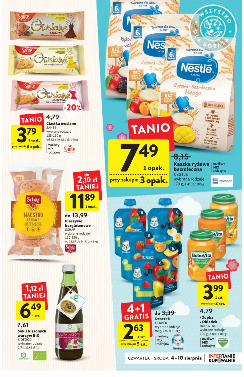 Gazetka promocyjna Intermarche - ważna 04.08 do 10.08.2022 - strona 25 - produkty: BoboVita, Ciastka, Ciastka owsiane, Deser, Gerber, Piec, Pieczywo, Sante, Ser, Serek, Sok, Sok z kiszonych warzyw