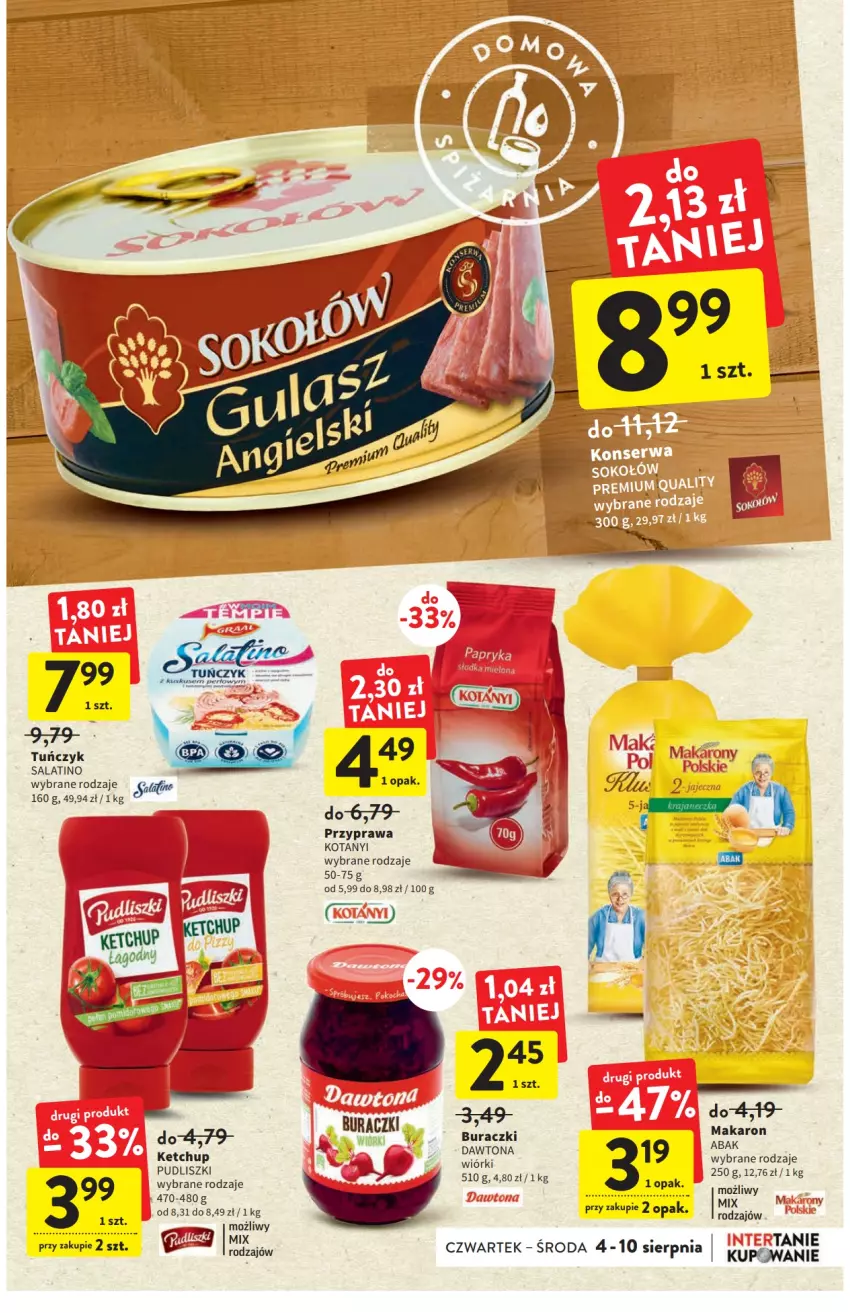 Gazetka promocyjna Intermarche - ważna 04.08 do 10.08.2022 - strona 27 - produkty: Buraczki, Ketchup, Makaron, Pudliszki, Tuńczyk