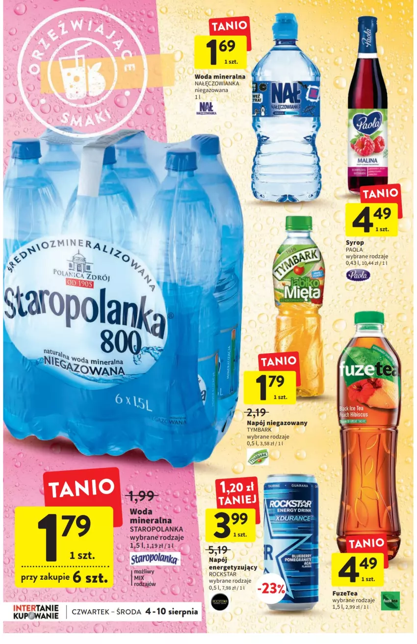 Gazetka promocyjna Intermarche - ważna 04.08 do 10.08.2022 - strona 30 - produkty: Nałęczowianka, Napój, Paola, Staropolanka, Syrop, Woda, Woda mineralna