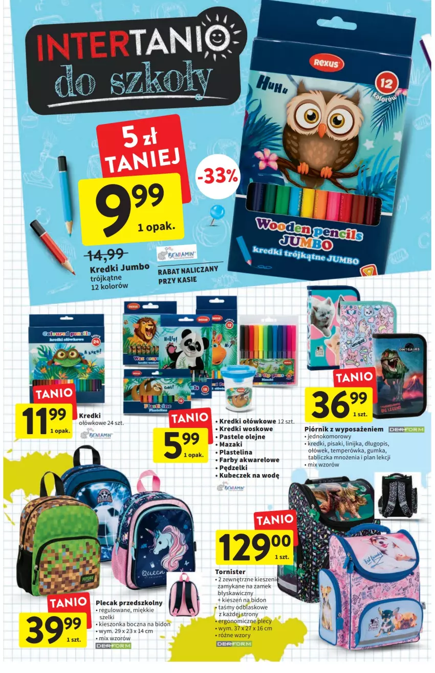 Gazetka promocyjna Intermarche - ważna 04.08 do 10.08.2022 - strona 34 - produkty: Długopis, Fa, Noż, Olej, Pastele olejne, Piórnik, Plastelina, Plecak