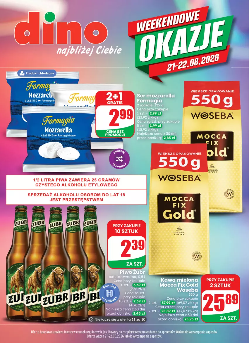 Gazetka promocyjna Dino - Weekendowe okazje - ważna 21.08 do 22.08.2026 - strona 1 - produkty: Fresco, Kawa, Kawa mielona, Maggi, Mozzarella, Woseba