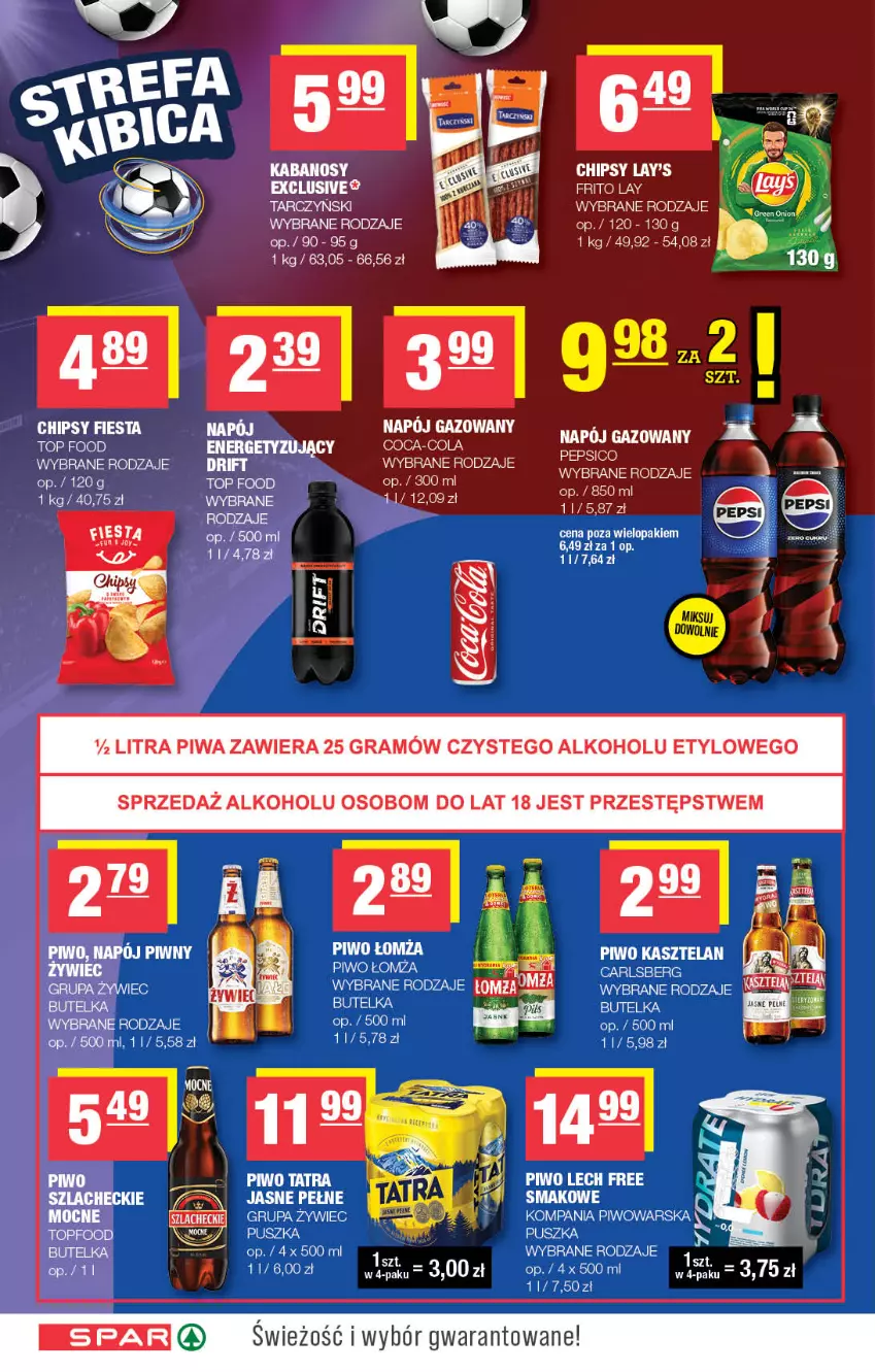 Gazetka promocyjna Spar - Spar - ważna 15.07 do 26.07.2026 - strona 6 - produkty: Carlsberg, Chipsy, Kasztelan, LG, Napój, Napój gazowany, Piwo, Por, Tarczyński, Tatra, Top