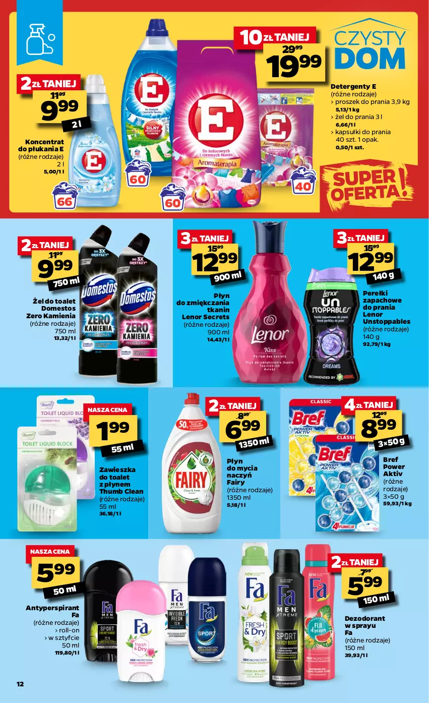 Gazetka promocyjna Netto - Oferta tygodnia - ważna 22.02 do 27.02.2021 - strona 12 - produkty: Antyperspirant, Bref, Dezodorant, Do mycia naczyń, Domestos, Fa, Fairy, Kapsułki do prania, Lenor, Perełki zapachowe, Płyn do mycia, Płyn do mycia naczyń, Proszek do prania, Stopp, Top