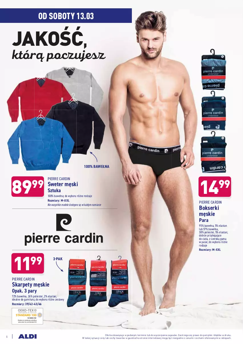 Gazetka promocyjna Aldi - Od Środy i Soboty - ważna 10.03 do 13.03.2021 - strona 6 - produkty: Bokserki, Karp, Pierre Cardin, Ser, Sweter, Wełna