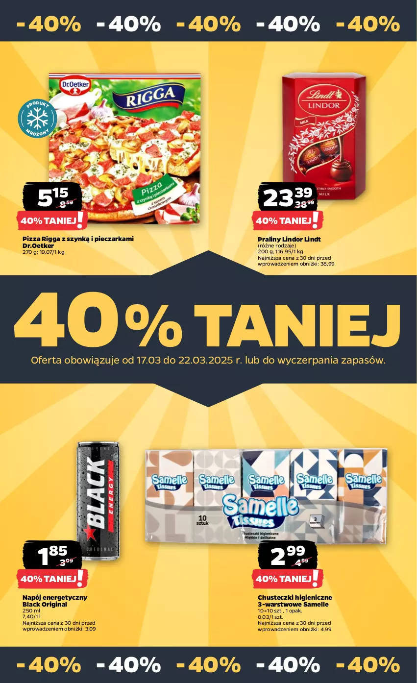 Gazetka promocyjna Netto - Od Poniedziałku - ważna 17.03 do 22.03.2025 - strona 26 - produkty: Chusteczki, Gin, Lack, Lindor, Lindt, Napój, Napój energetyczny, Piec, Pieczarka, Pizza, Praliny