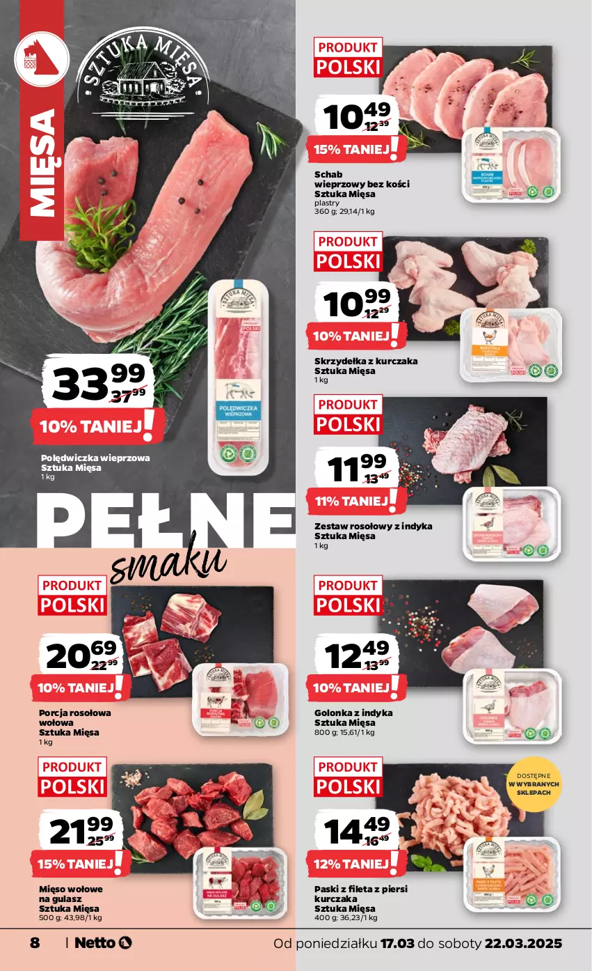 Gazetka promocyjna Netto - Od Poniedziałku - ważna 17.03 do 22.03.2025 - strona 8 - produkty: Golonka z indyka, Kurczak, Mięso, Mięso wołowe, Polędwiczka wieprzowa, Por, Schab wieprzowy, Skrzydełka z kurczaka