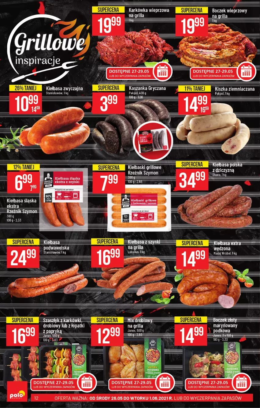 Gazetka promocyjna PoloMarket - Gazetka promocyjna  r - ważna 26.05 do 01.06.2021 - strona 12 - produkty: Grill, Kasza, Kaszanka, Kiełbasa, Kiełbasa śląska, LG, Madej Wróbel, Pekpol, Wawel