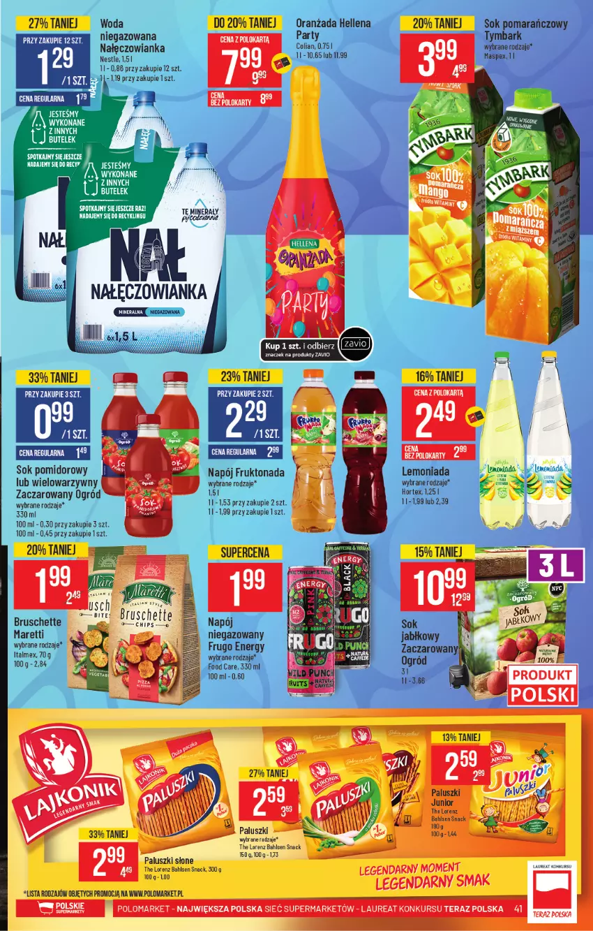 Gazetka promocyjna PoloMarket - Gazetka promocyjna  r - ważna 26.05 do 01.06.2021 - strona 41 - produkty: Bruschette, Hellena, Hortex, Laur, Lemoniada, Lorenz, Nałęczowianka, Napój, Ogród, Oranżada, Sok, Sok pomidorowy, Tera, Tymbark, Woda