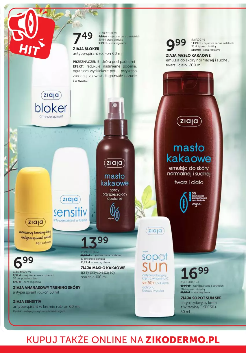 Gazetka promocyjna Ziko - Gazetka Ziko Dermo - ważna 30.04 do 14.05.2025 - strona 10 - produkty: Ananas, Antyperspirant, Emulsja, Gra, Kakao, Masło, Ziaja