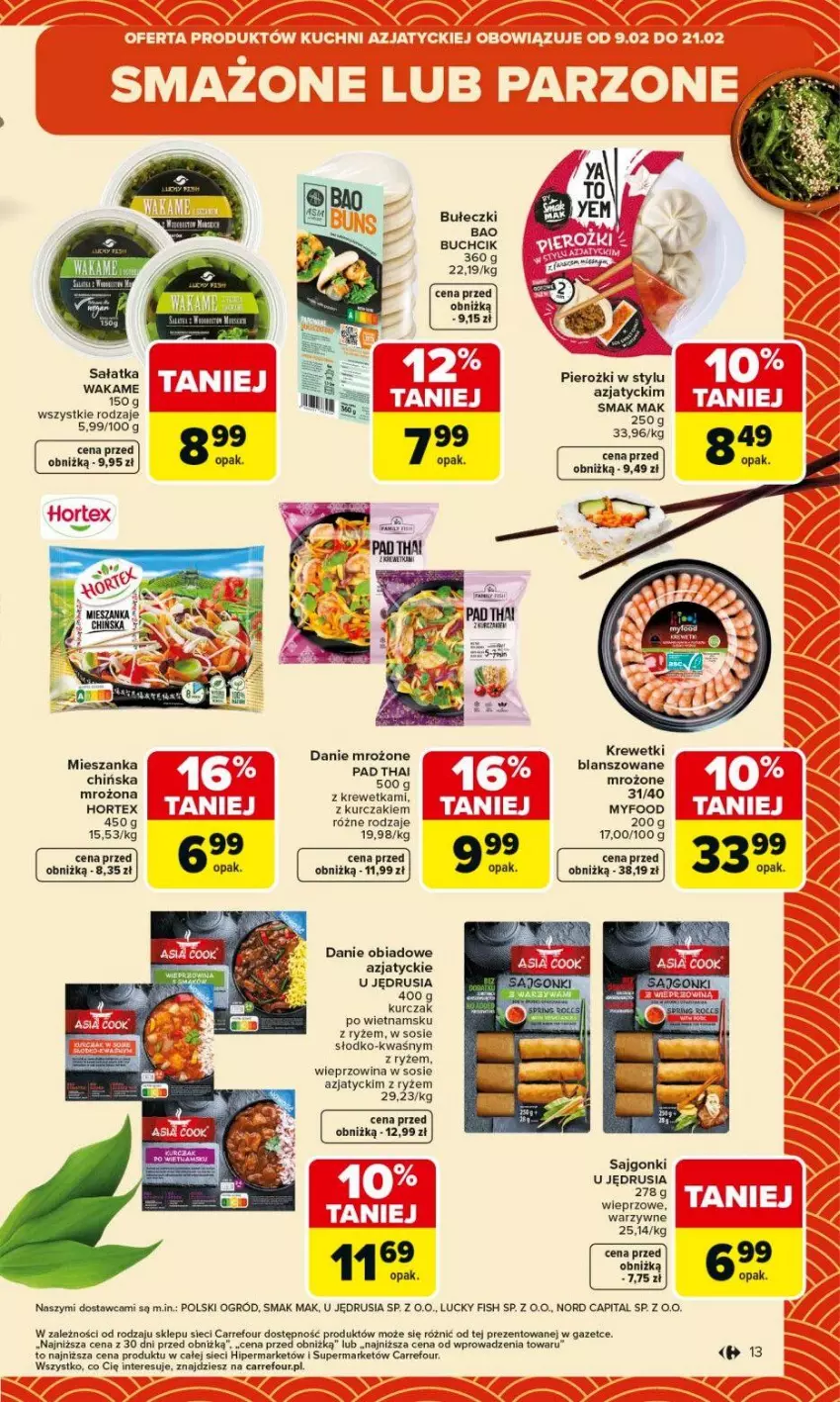 Gazetka promocyjna Carrefour - Gazetka Carrefour, Market od poniedziałku! - ważna 09.02 do 14.02.2026 - strona 15 - produkty: Bułeczki, Fa, Hortex, Krewetki, Kurczak, Ogród, Ryż, Sajgonki, Sałat, Sałatka, Sos, Wieprzowina