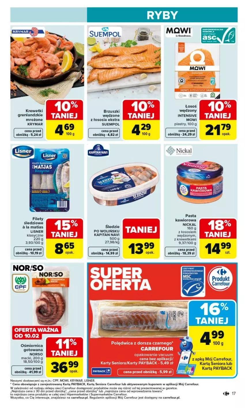 Gazetka promocyjna Carrefour - Gazetka Carrefour, Market od poniedziałku! - ważna 09.02 do 14.02.2026 - strona 19 - produkty: Fa, HP, Kawior, Krewetki, Lisner, Matjas, Sos, Suempol
