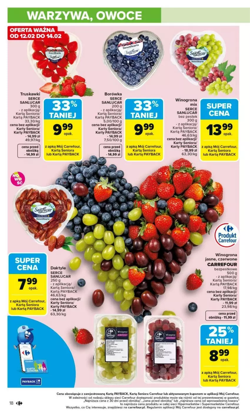 Gazetka promocyjna Carrefour - Gazetka Carrefour, Market od poniedziałku! - ważna 09.02 do 14.02.2026 - strona 20 - produkty: Borówka, Daktyle, Koc, Ser, Stek, Truskawki, Wino, Winogrona