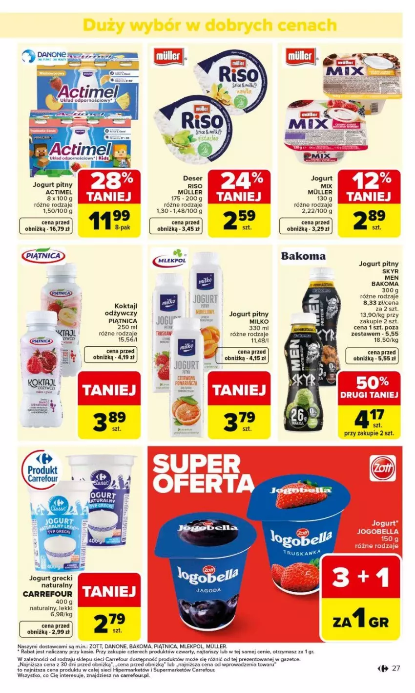 Gazetka promocyjna Carrefour - Gazetka Carrefour, Market od poniedziałku! - ważna 09.02 do 14.02.2026 - strona 29 - produkty: Bakoma, Danone, Deser, Jogurt, Jogurt pitny, Piątnica, Por, Ser, Zott