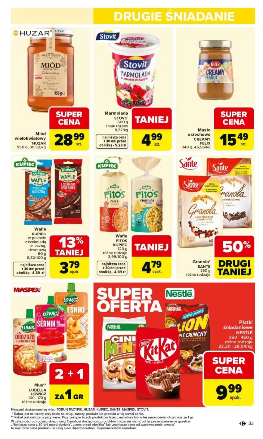 Gazetka promocyjna Carrefour - Gazetka Carrefour, Market od poniedziałku! - ważna 09.02 do 14.02.2026 - strona 35 - produkty: Bell, Bella, Cheddar, Danio, Deser, Fa, Felix, Gra, Granola, Jabłka, Kupiec, Lubella, Marmolada, Miód, Mola, Mus, Piec, Por, Róża, Sante, Ser, Wafle