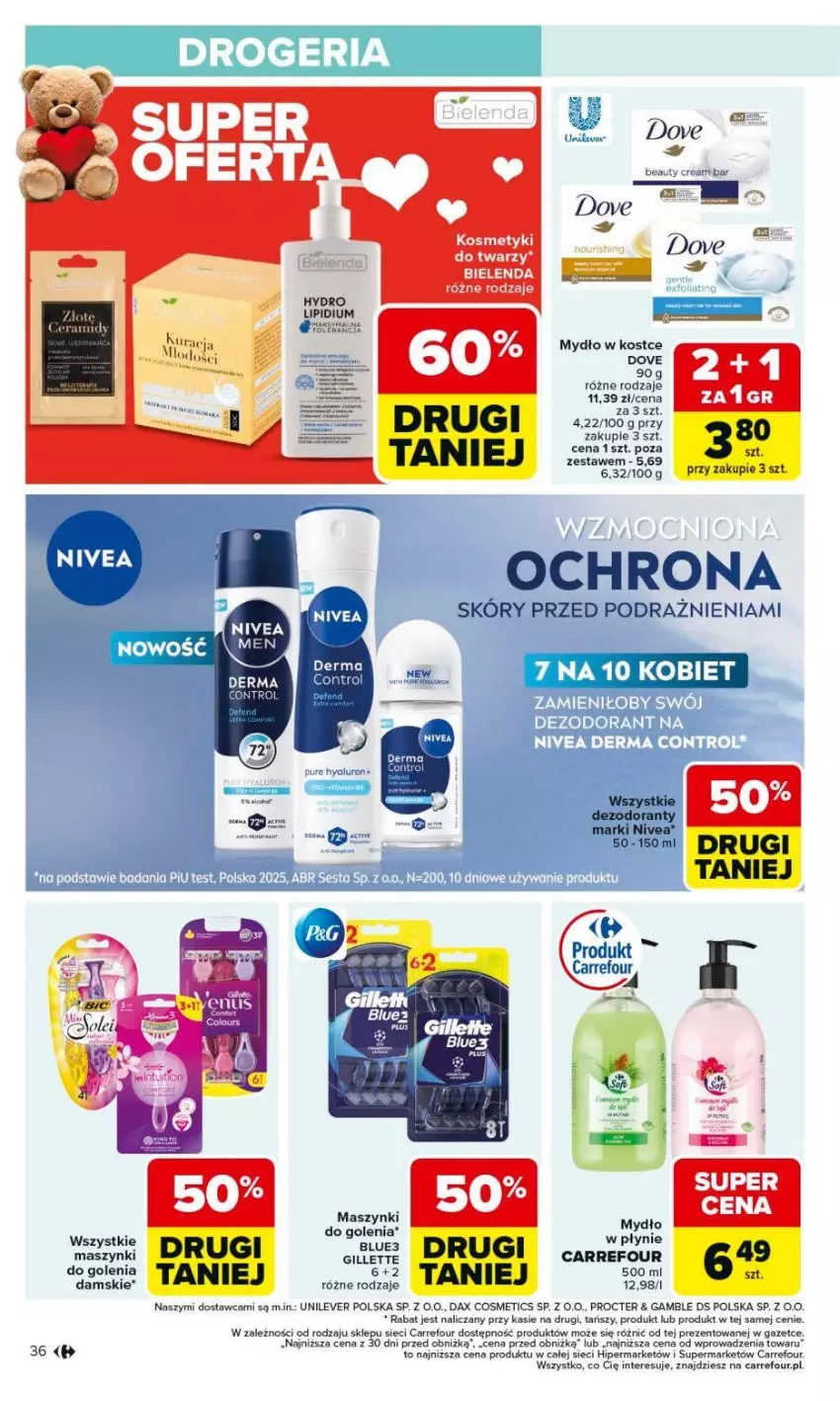 Gazetka promocyjna Carrefour - Gazetka Carrefour, Market od poniedziałku! - ważna 09.02 do 14.02.2026 - strona 38 - produkty: Bielenda, Control, DAX, Dezodorant, Dove, Fa, Gillette, Mydło, Sos