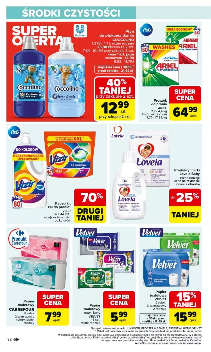 Gazetka promocyjna Carrefour - Gazetka Carrefour, Market od poniedziałku! - ważna 09.02 do 14.02.2026 - strona 40 - produkty: Ariel, Fa, Lovela, Papier, Velvet, Vizir