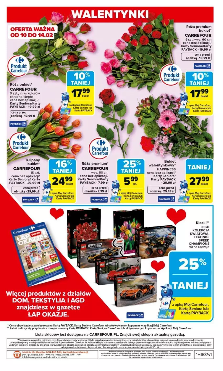 Gazetka promocyjna Carrefour - Gazetka Carrefour, Market od poniedziałku! - ważna 09.02 do 14.02.2026 - strona 50 - produkty: Bukiet, Klocki, LEGO, Róża, Ser, Taca, Tulipan